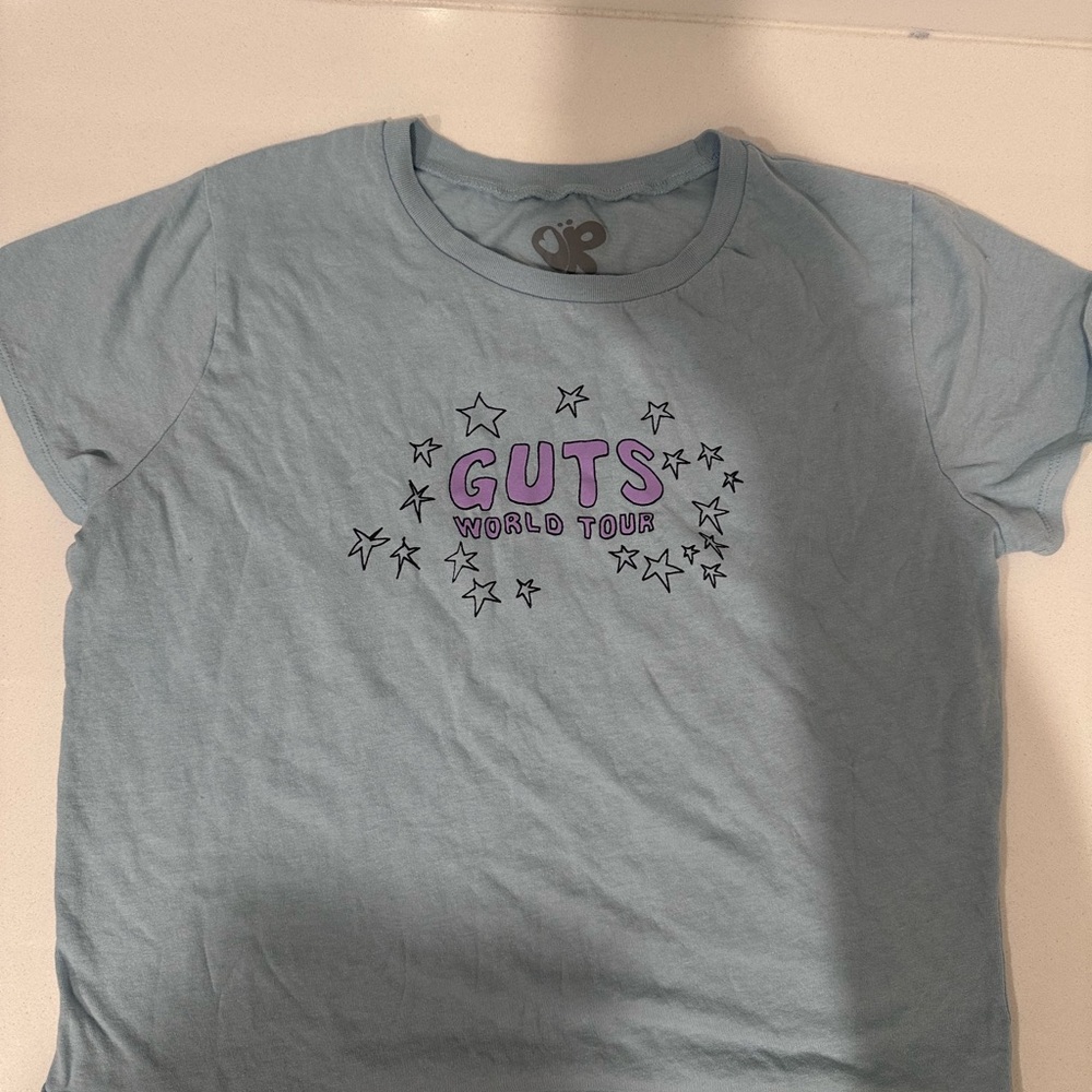 Olivia Rodrigo Guts World Tour Blue Crop T-Shirt Sz XL